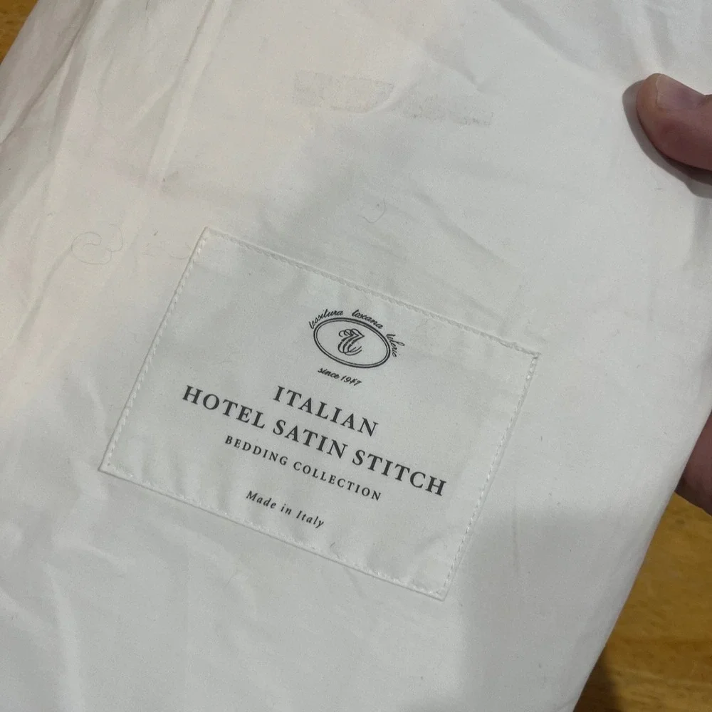 Restoration Hardware RH Italian Hotel Satin Stitch Full Queen Duvet‎ Cover Blue